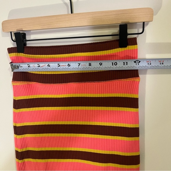 Aerie Striped Midi Pencil Skirt Ribbed Pink Side Slit Summer Funky Retro, XS - Picture 6 of 7